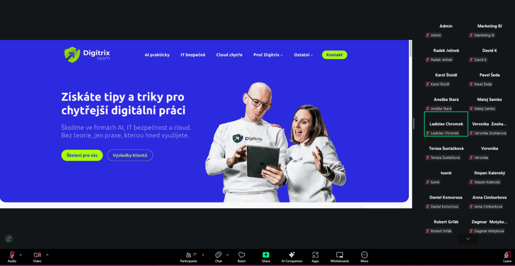 Online seminář "AI jako pracovní asistent: Příklady, možnosti, limity", 11.&nbsp;2.&nbsp;2026 - galerie