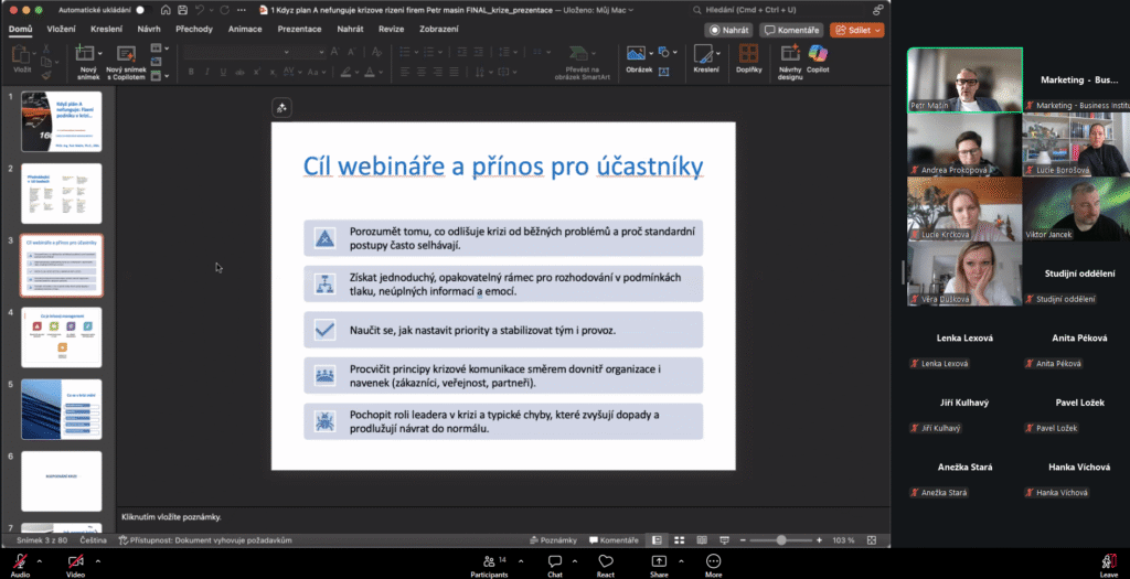 snimek obrazovky 2026 04 21 171034 web 1 1 | Online seminár „Keď plán A nefunguje: riadenie podniku v kríze…“, 21. 4. 2026